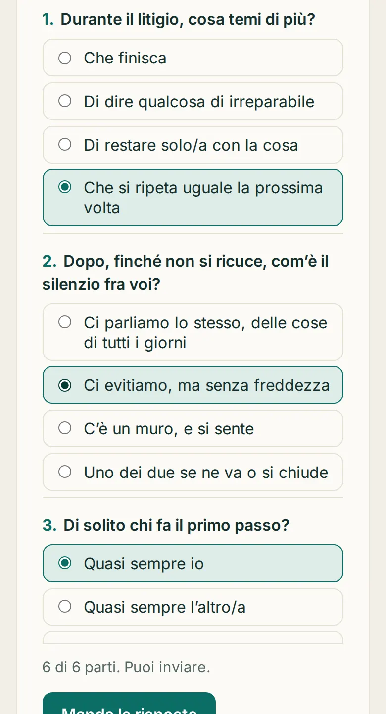 «Dopo un litigio» sul telefono del paziente, con le prime risposte segnate.